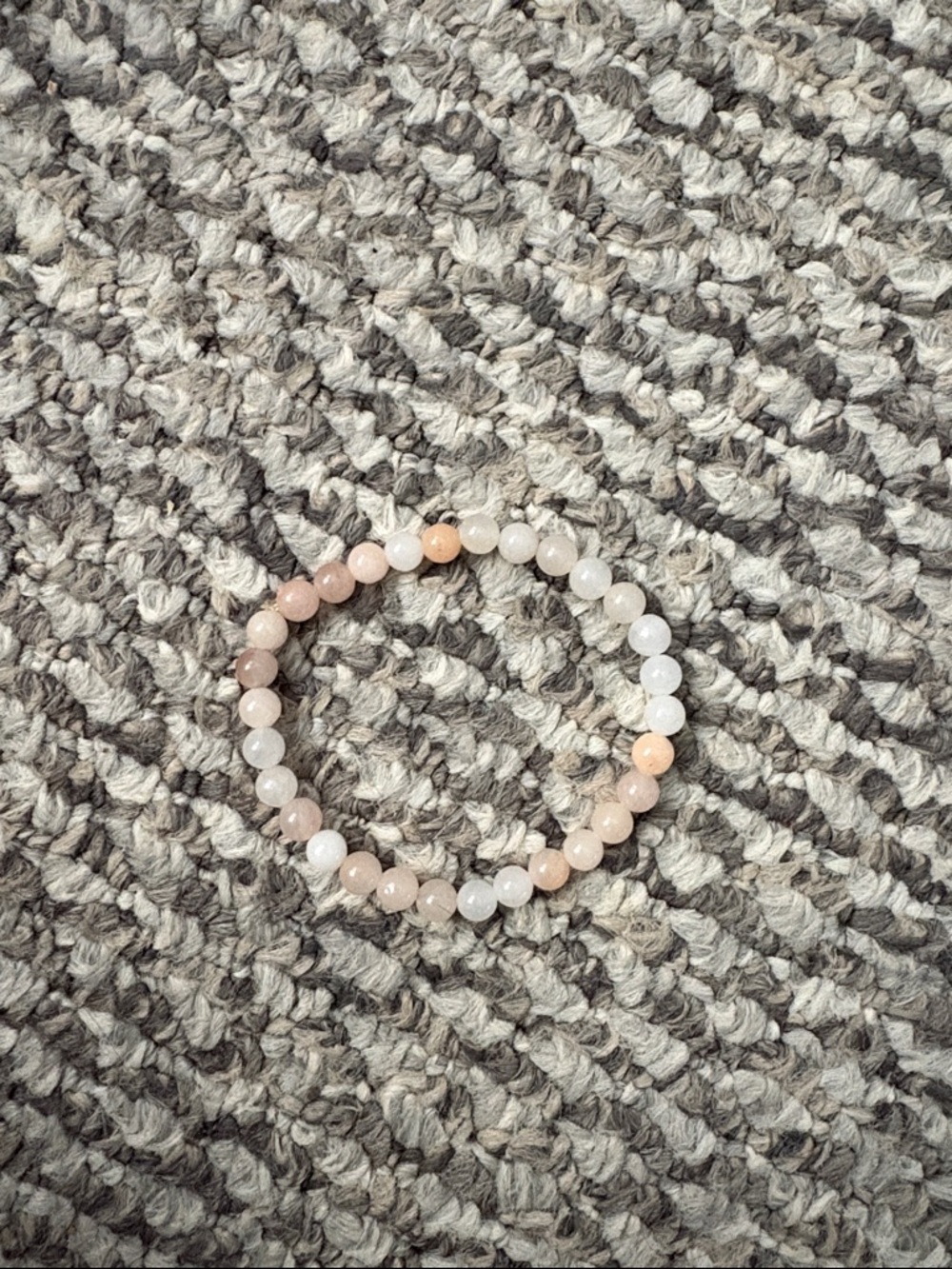 Real Crystal- Delicate Peach and White Beaded Stretch Bracelet